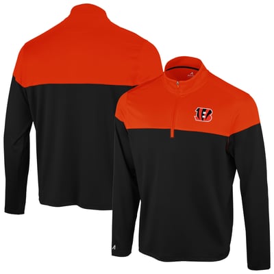 Cincinnati Bengals Antigua Hinder Quarter-Zip Pullover - Black/Orange