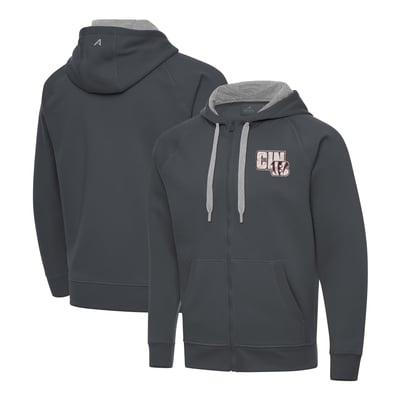 Cincinnati Bengals Antigua Woodland Camo Victory Full-Zip Hoodie - Charcoal