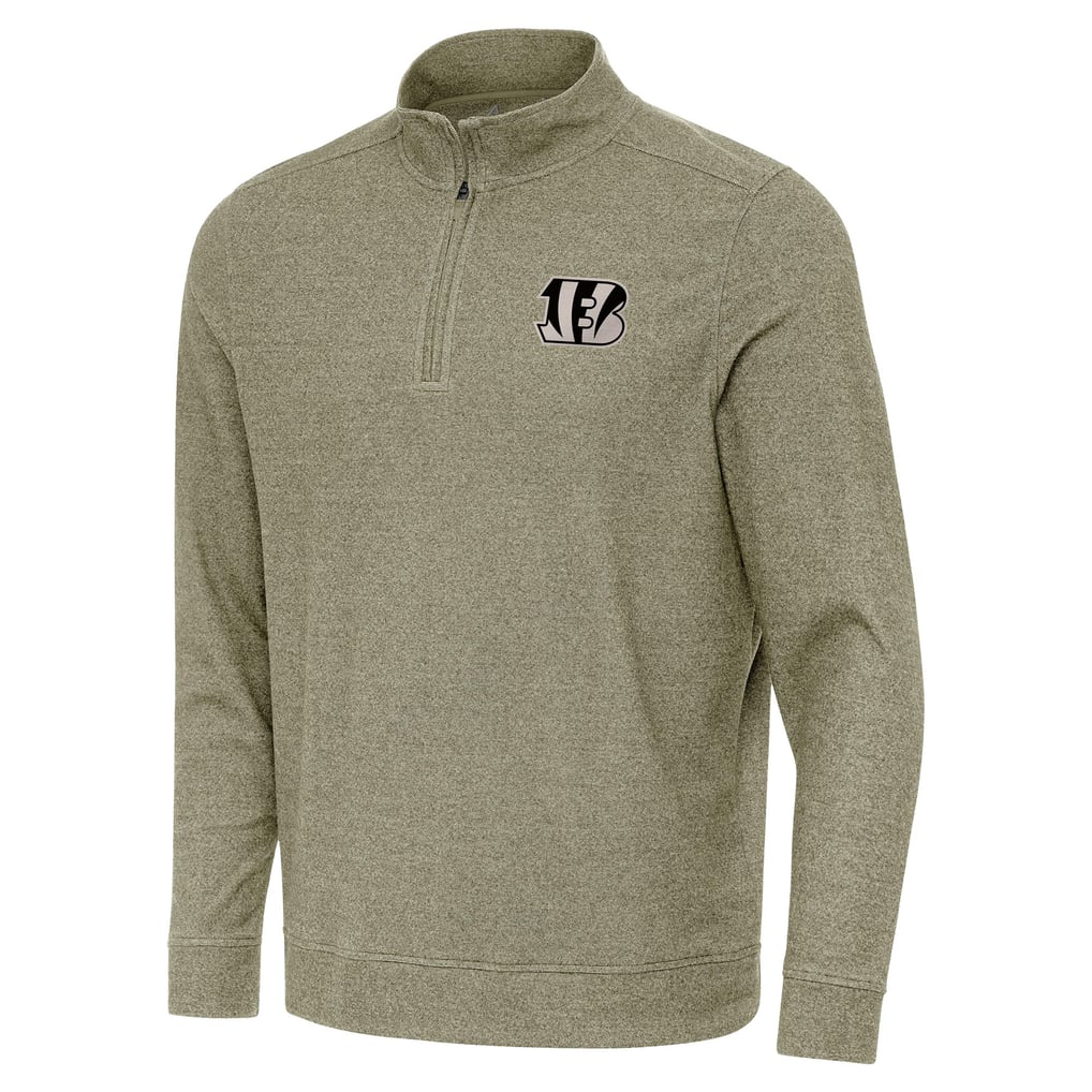 Cincinnati Bengals Antigua Subtle Quarter-Zip Top - Heather Olive