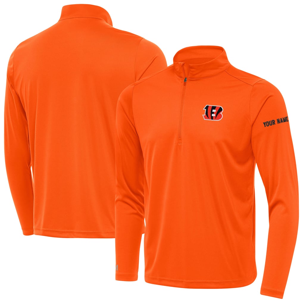 Cincinnati Bengals Antigua  Personalized Tribute Quarter-Zip Pullover - Orange