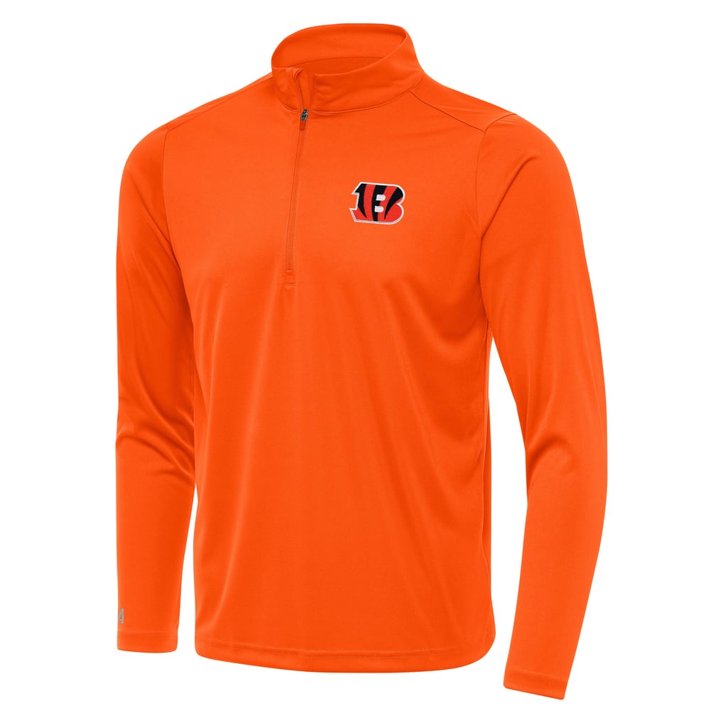 Cincinnati Bengals Antigua  Personalized Tribute Quarter-Zip Pullover - Orange