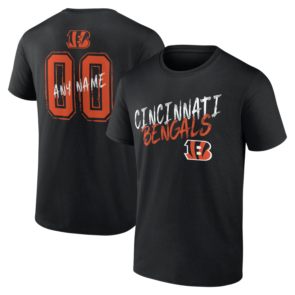 Cincinnati Bengals Hustle Personalized Name & Number T-Shirt - Black