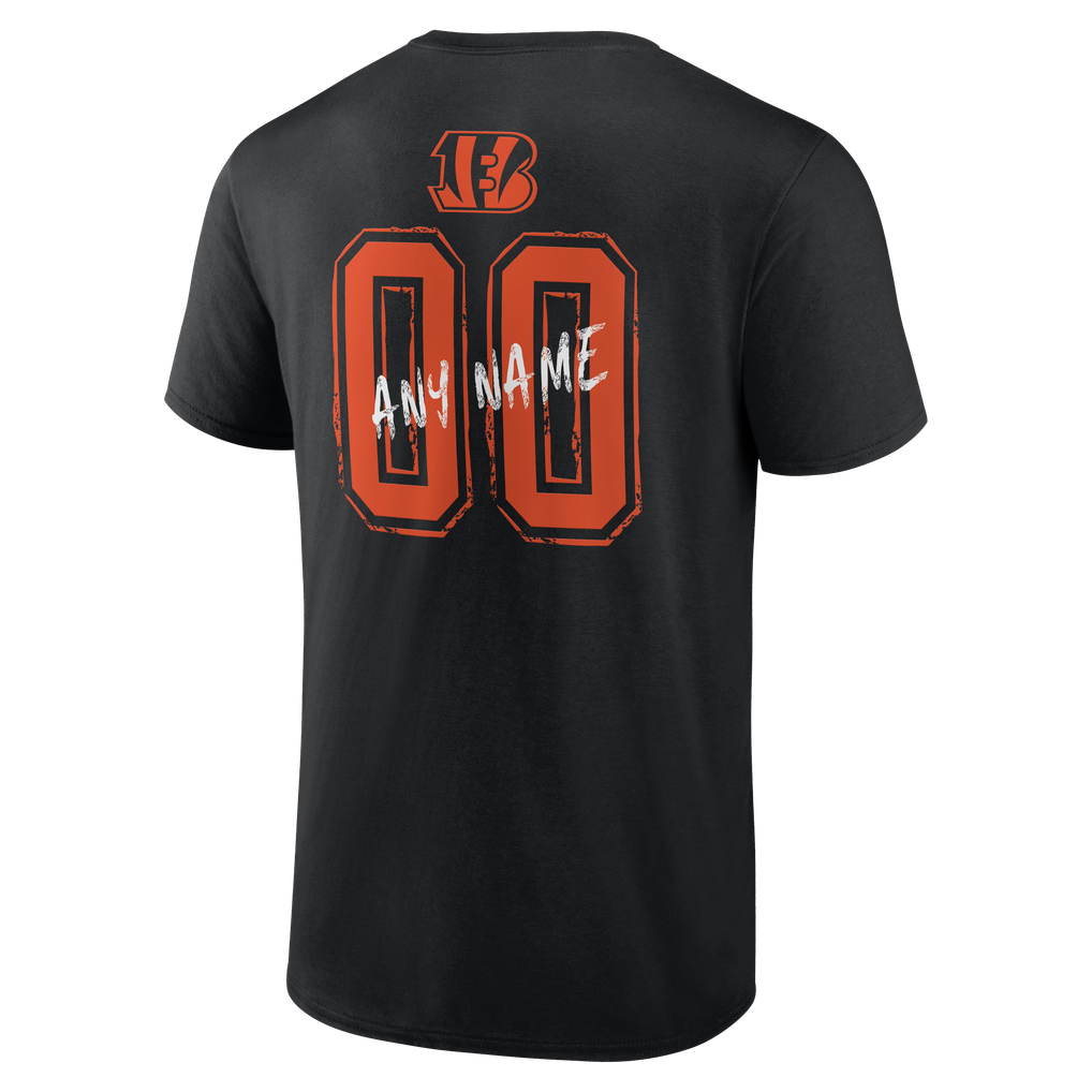 Cincinnati Bengals Hustle Personalized Name & Number T-Shirt - Black