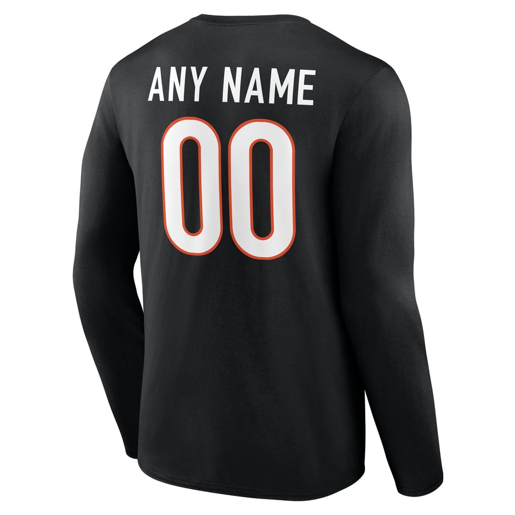 Cincinnati Bengals Team Authentic Personalized Name & Number Long Sleeve T-Shirt - Black