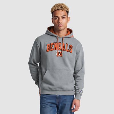  Cincinnati Bengals Champion Contrast Hoodie - Heather Gray/Orange