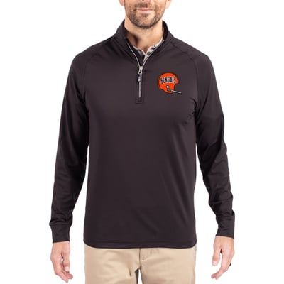 Cincinnati Bengals Cutter & Buck Adapt Eco Knit Stretch Recycled Quarter-Zip Throwback Pullover Top - Black