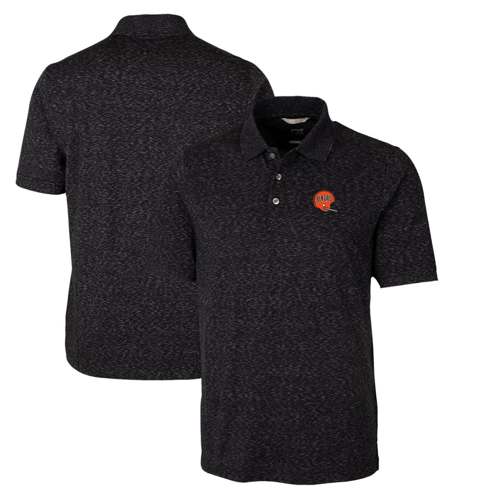 Cincinnati Bengals Cutter & Buck Advantage Tri-Blend Space Dye Throwback Polo - Black