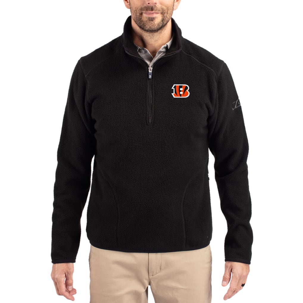 Cincinnati Bengals Cutter & Buck Cascade Eco Sherpa Fleece Quarter-Zip Pullover Jacket - Black