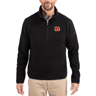 Cincinnati Bengals Cutter & Buck Cascade Eco Sherpa Fleece Quarter-Zip Pullover Jacket - Black