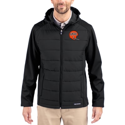 Cincinnati Bengals Cutter & Buck Throwback Evoke Hybrid Eco Softshell Recycled Full-Zip Hoodie Jacket - Black