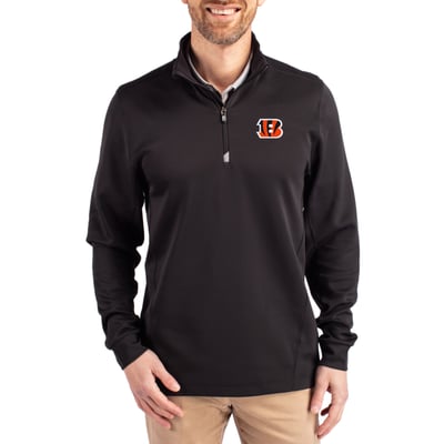  Cincinnati Bengals Cutter & Buck Traverse Stretch Quarter-Zip Top - Black