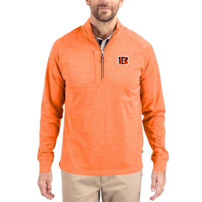 Cincinnati Bengals Cutter & Buck  Adapt Eco Knit Quarter-Zip Pullover Top - Heather Orange