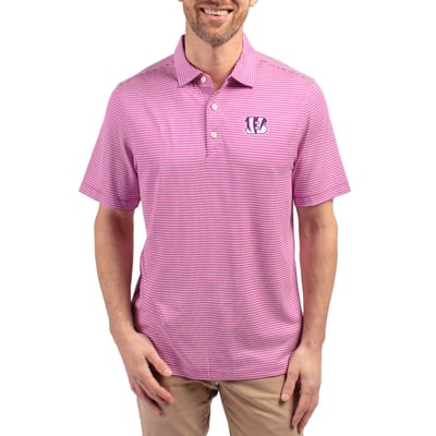 Cincinnati Bengals Cutter & Buck Forge Eco Double Stripe Stretch Recycled Polo - Light Purple