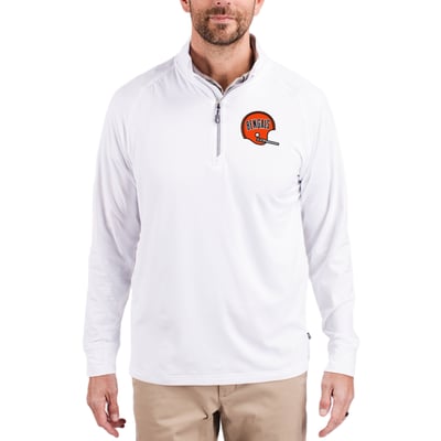 Cincinnati Bengals Cutter & Buck Adapt Eco Knit Stretch Recycled Quarter-Zip Throwback Pullover Top - White