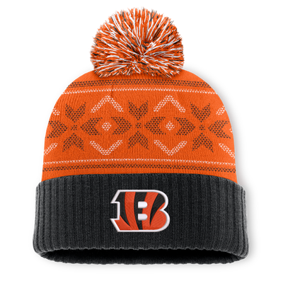 Cincinnati Bengals Fanatics Snowday Cuffed Knit Hat with Pom - Black/Orange