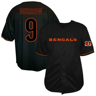 Joe Burrow Cincinnati Bengals Fanatics Big & Tall Button-Up Baseball Jersey - Black