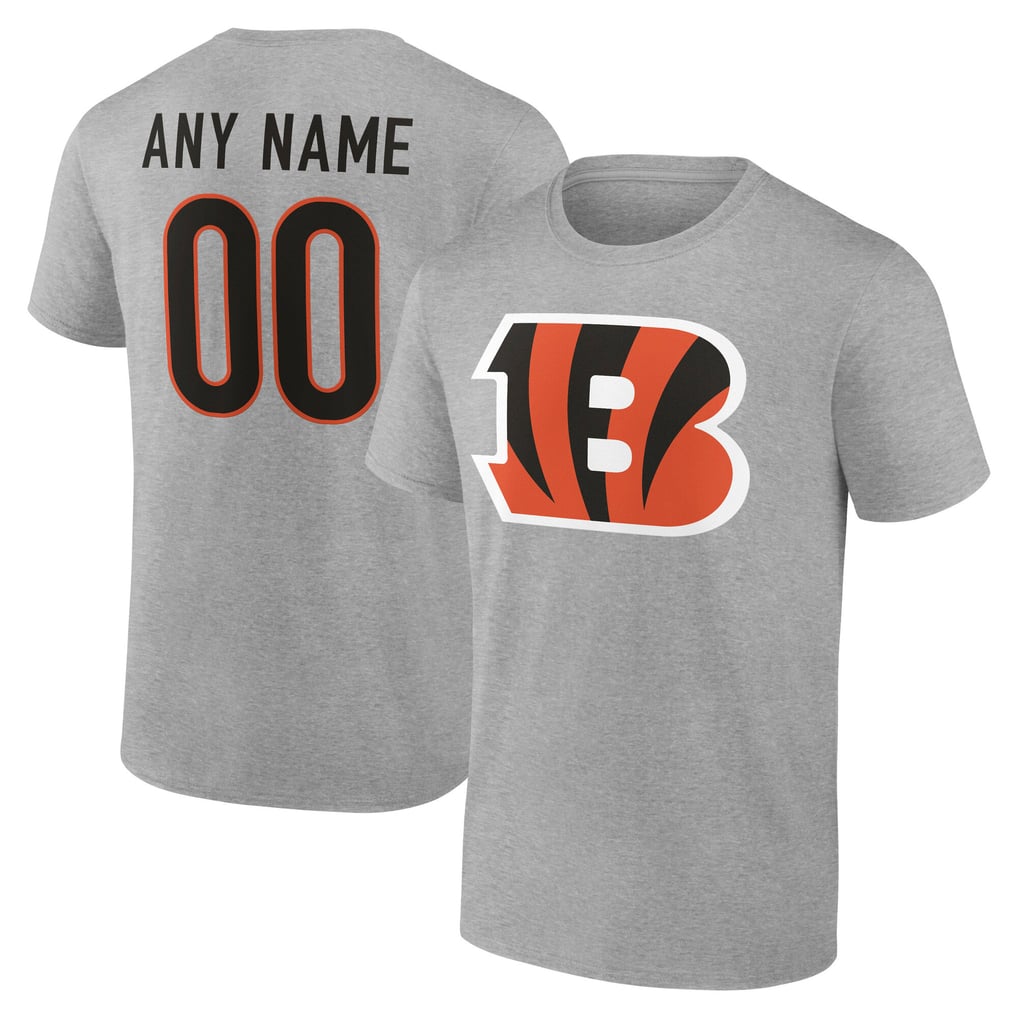 Cincinnati Bengals Team Authentic Personalized Name & Number T-Shirt - Gray