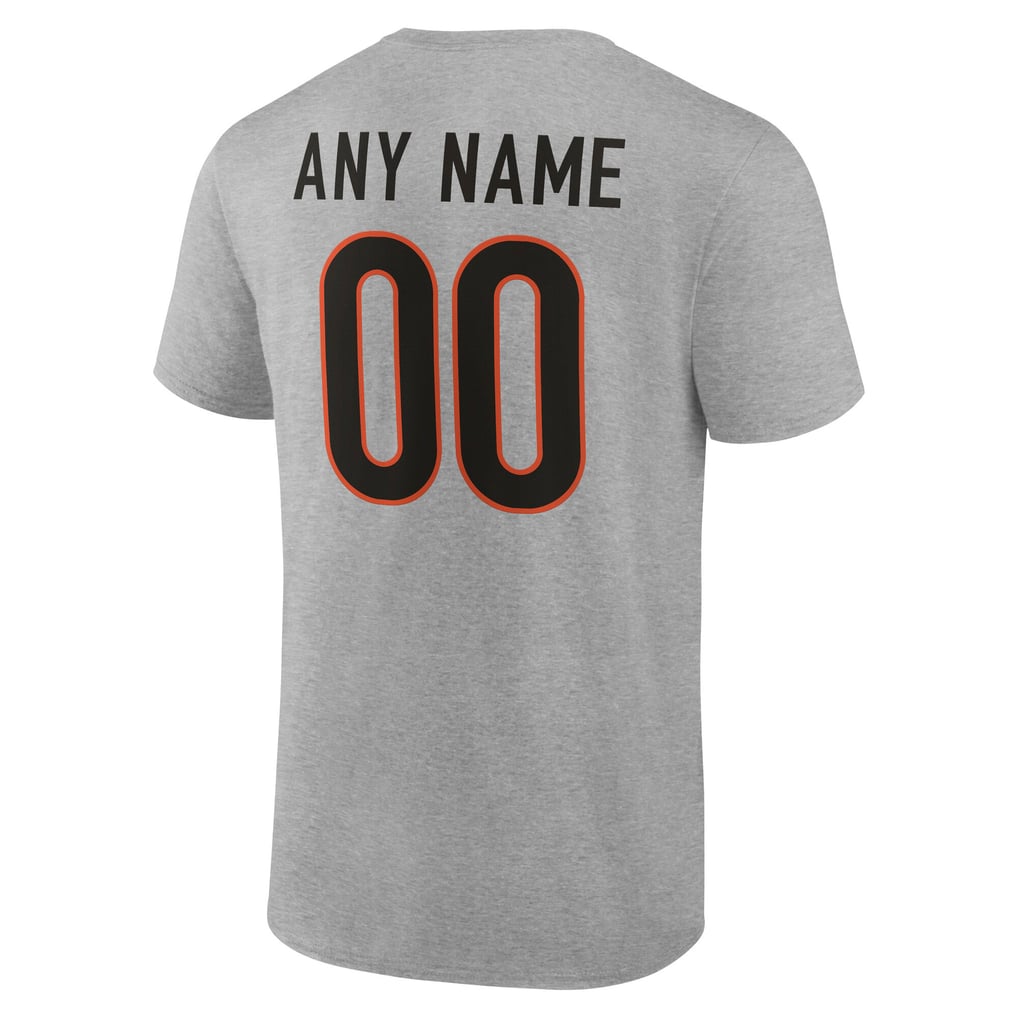 Cincinnati Bengals Team Authentic Personalized Name & Number T-Shirt - Gray