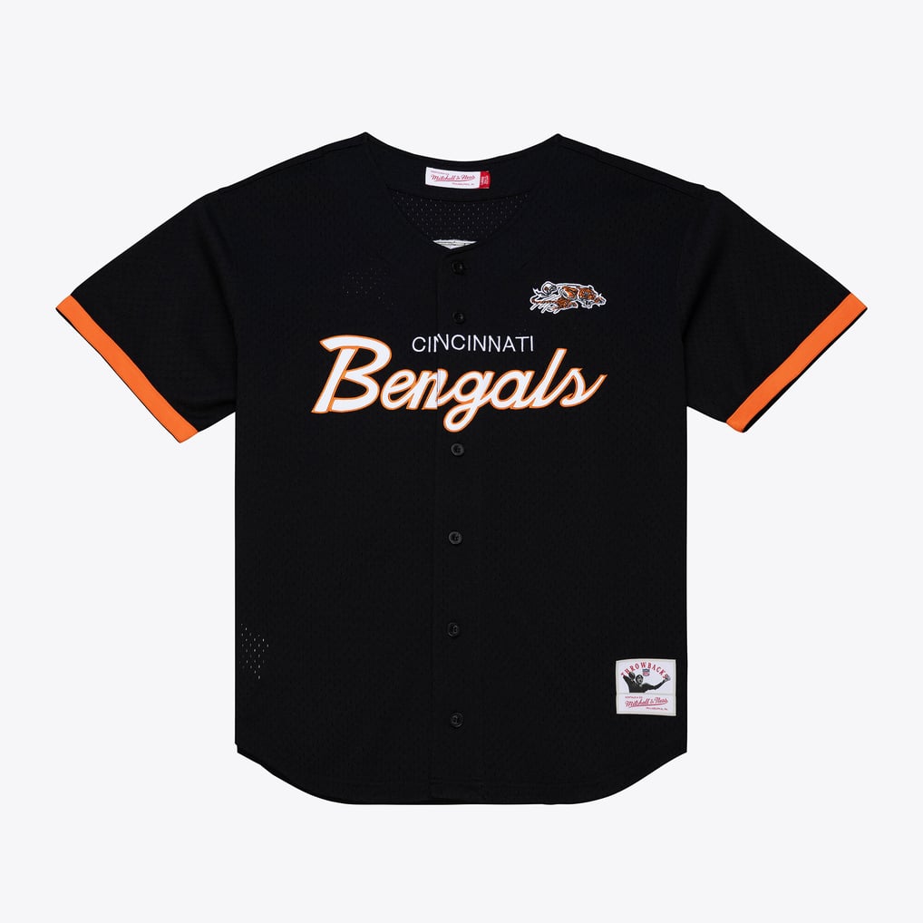  Cincinnati Bengals Mitchell & Ness Head Coach Mesh Full-Button Fashion Jersey - Black