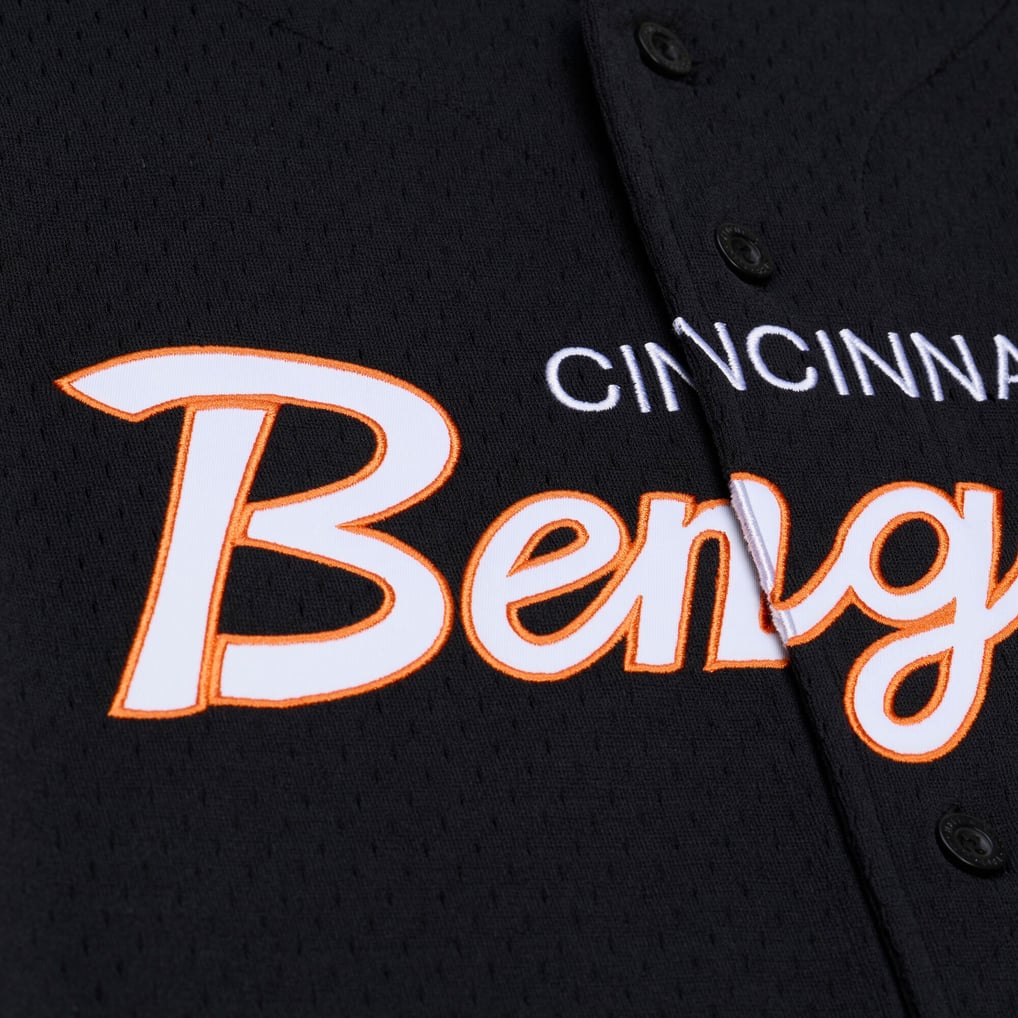  Cincinnati Bengals Mitchell & Ness Head Coach Mesh Full-Button Fashion Jersey - Black