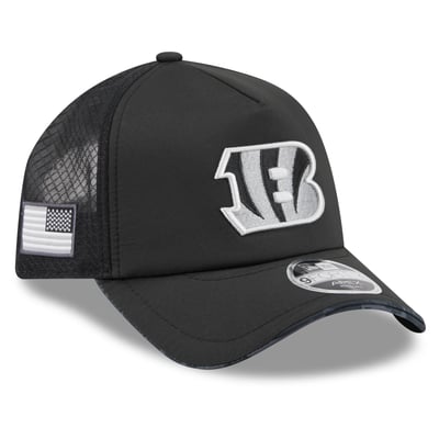 Cincinnati Bengals New Era 2026 Salute To Service Apex 9FORTY Adjustable Trucker Hat - Black