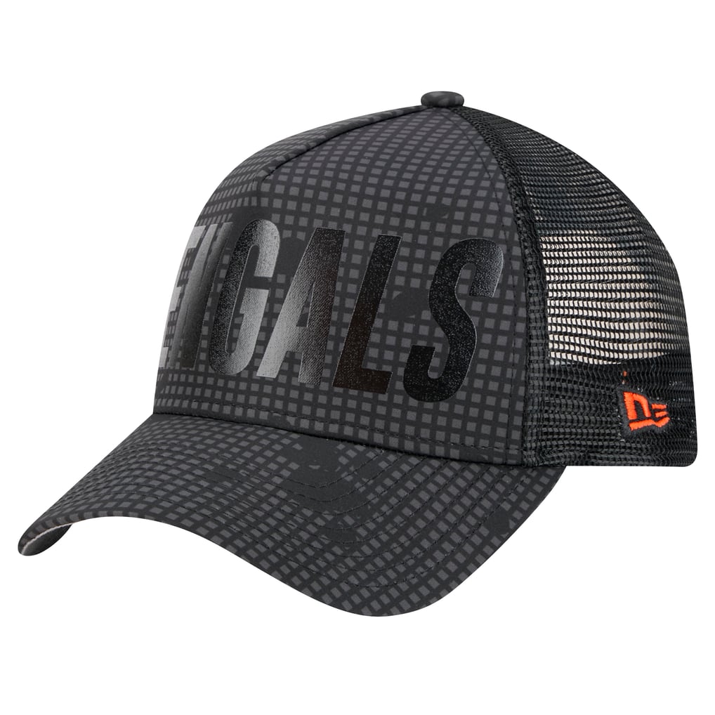Cincinnati Bengals New Era  Midnight Ink Tonal Text A-Frame Trucker 9FORTY Adjustable Hat - Black