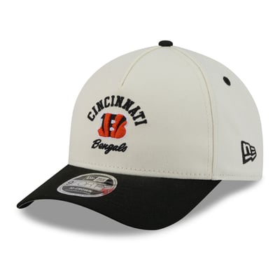 Cincinnati Bengals New Era Arch 9FORTY A-Frame M-Crown Adjustable Hat - Cream/Black