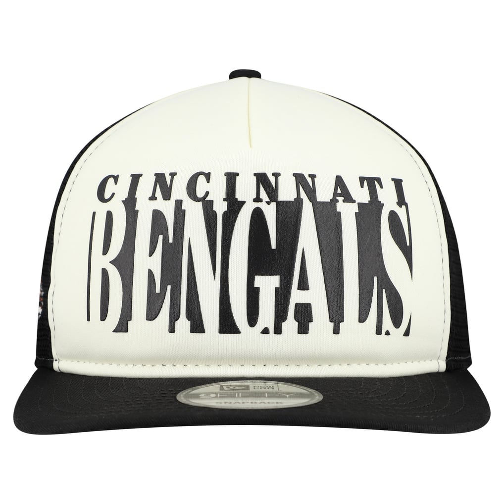 Cincinnati Bengals New Era Throwback Cutout A-Frame 9FIFTY Snapback Hat - Cream/Black
