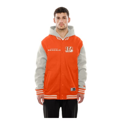  Cincinnati Bengals New Era Full-Snap Fleece Hooded Jacket - Orange/Gray