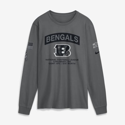  Cincinnati Bengals Nike 2026 Salute to Service Long Sleeve T-Shirt - Gray