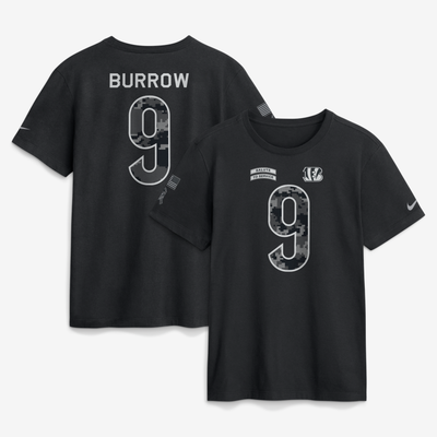 Joe Burrow Cincinnati Bengals Nike 2026 Salute to Service Name & Number T-Shirt - Black
