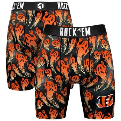 Cincinnati Bengals Rock Em Socks Halloween Ghost Fade Boxer Briefs - Orange