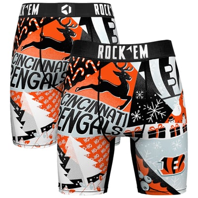 Cincinnati Bengals Rock Em Socks Holiday Tacky Remix Boxer Briefs - Orange