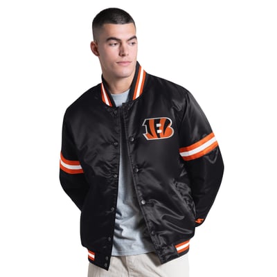 Cincinnati Bengals Starter Courtside Varsity Full Snap Jacket - Black