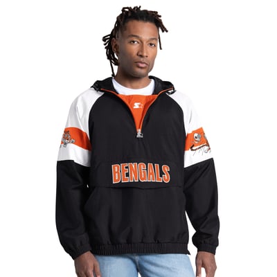 Cincinnati Bengals Starter Street Cut Retro Logo Half-Zip Jacket - Black
