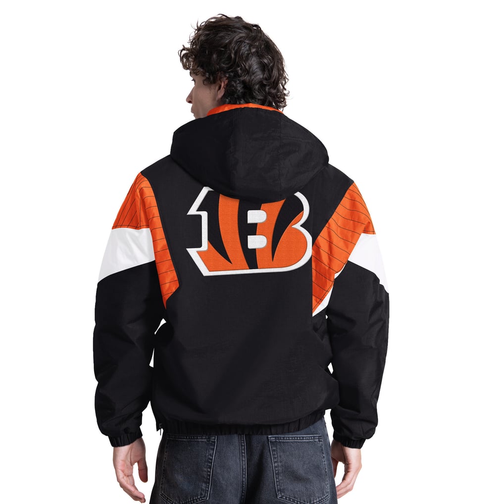 Cincinnati Bengals Starter The Throwback Half-Zip Hooded Jacket - Black