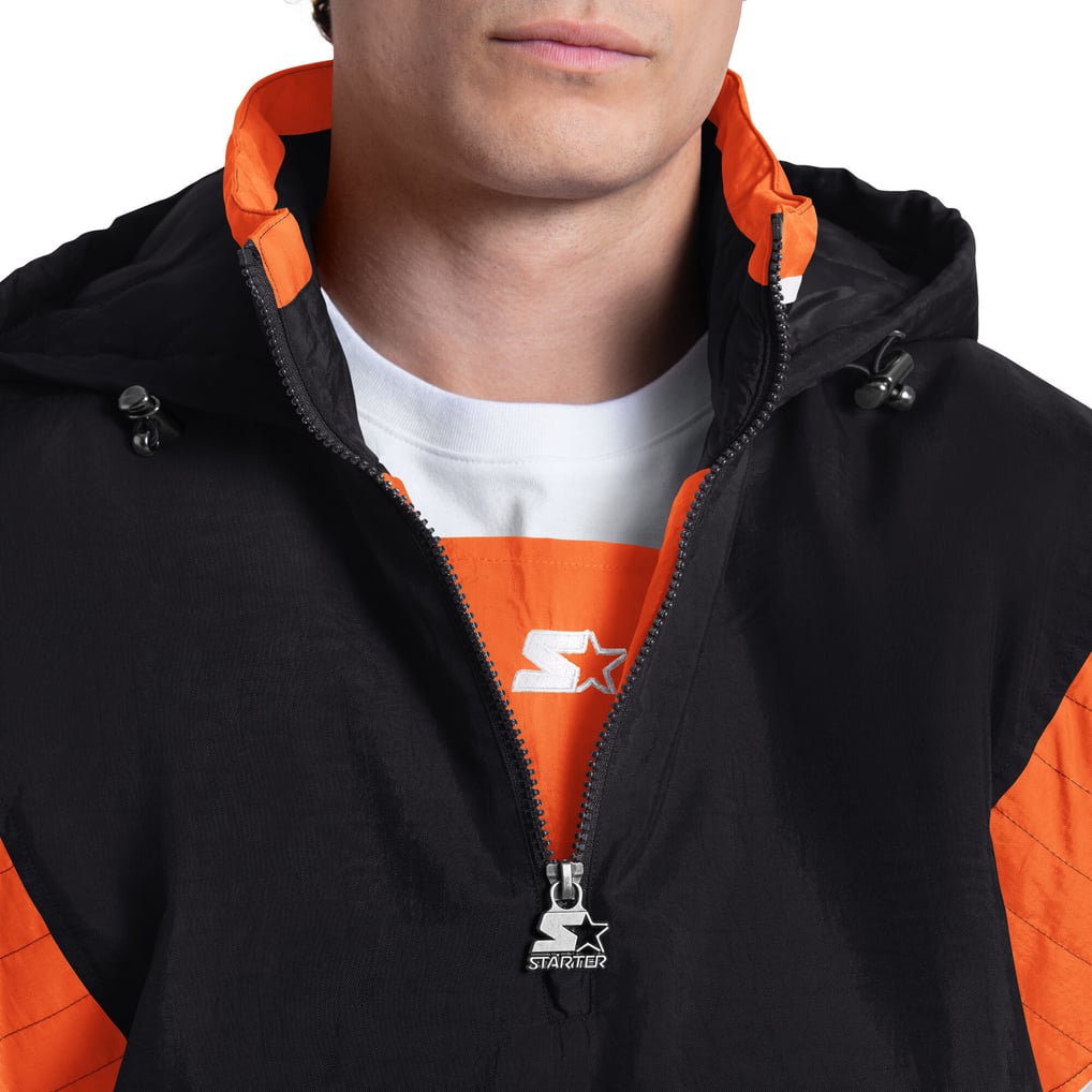 Cincinnati Bengals Starter The Throwback Half-Zip Hooded Jacket - Black