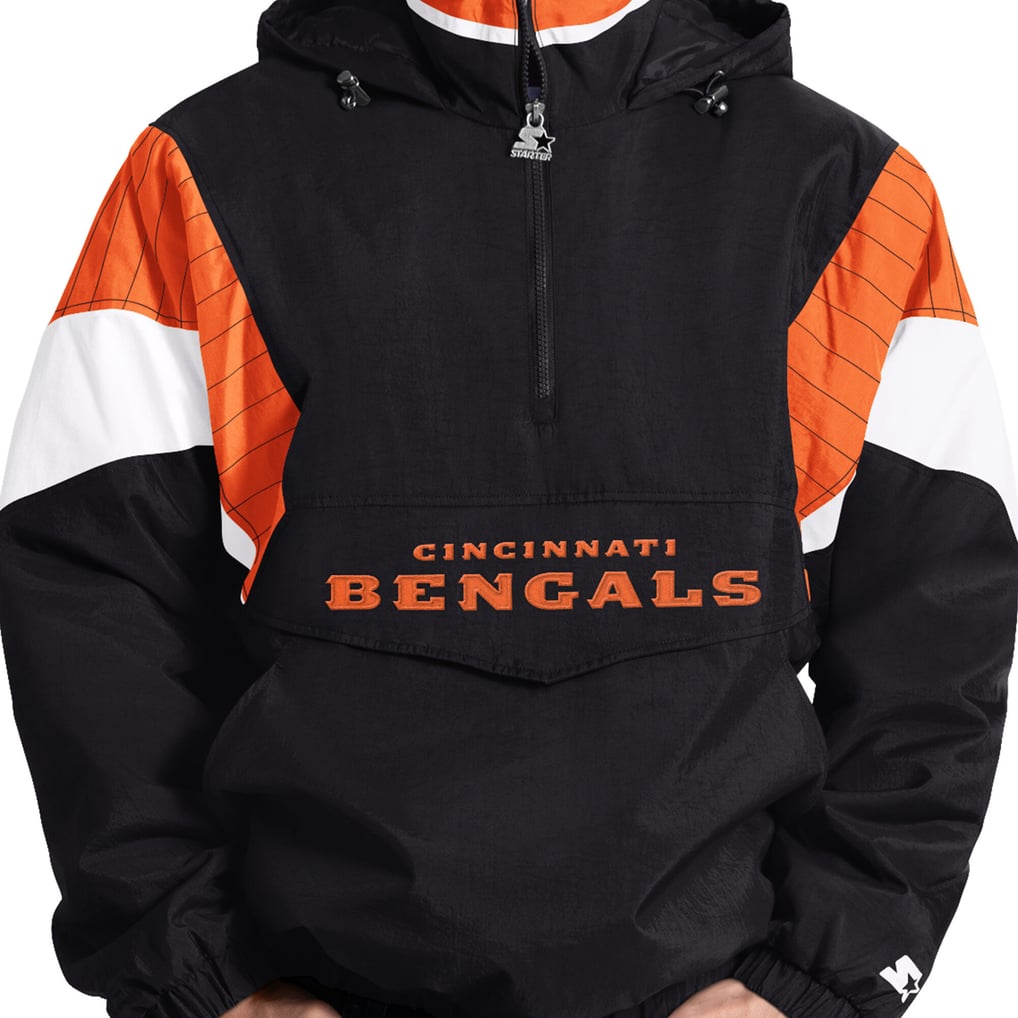 Cincinnati Bengals Starter The Throwback Half-Zip Hooded Jacket - Black