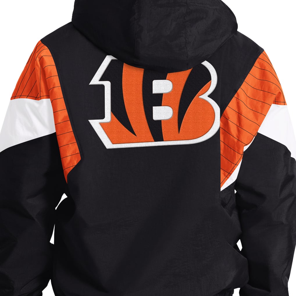 Cincinnati Bengals Starter The Throwback Half-Zip Hooded Jacket - Black