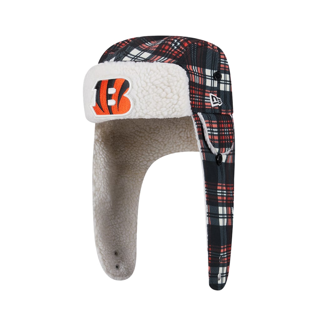 Cincinnati Bengals New Era Sideline Plaid Sherpa Trapper Hat - Black