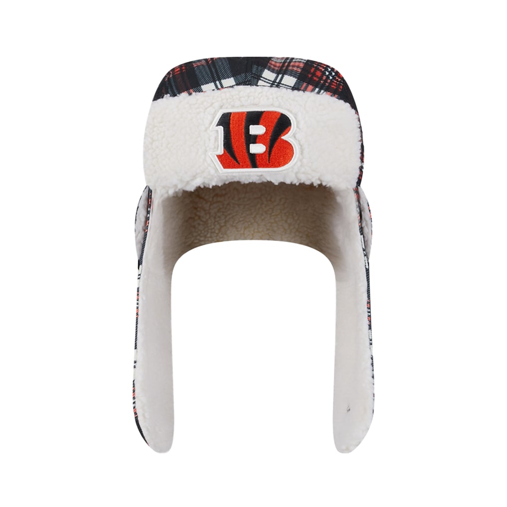 Cincinnati Bengals New Era Sideline Plaid Sherpa Trapper Hat - Black
