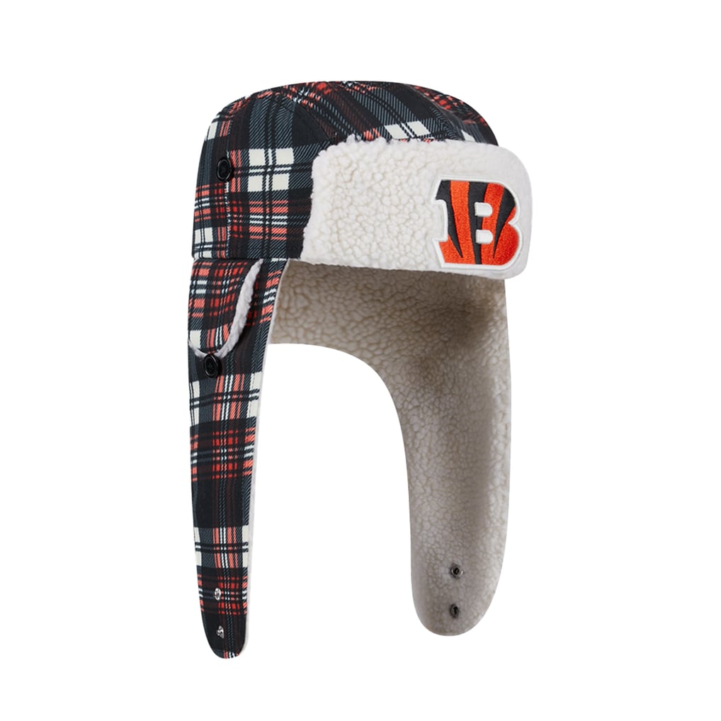 Cincinnati Bengals New Era Sideline Plaid Sherpa Trapper Hat - Black
