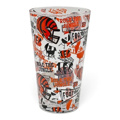 Cincinnati Bengals Pegasus 16oz Scatter Logos Pint Glass
