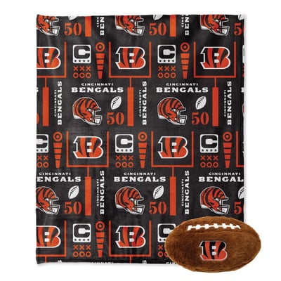 Cincinnati Bengals Pegasus 50" x 60" Blackout Team Spirit Ultra Soft Throw & Plush Football Combo Pack