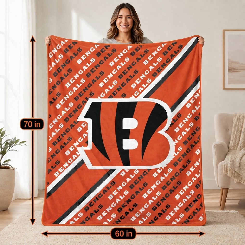 Cincinnati Bengals Pegasus 60" x 70" Diagonal Lined Wordmark Ultra Soft Blanket
