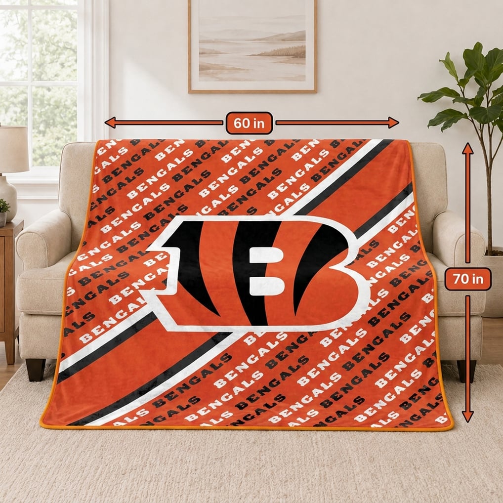 Cincinnati Bengals Pegasus 60" x 70" Diagonal Lined Wordmark Ultra Soft Blanket