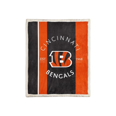 Cincinnati Bengals Pegasus Block Stripe 50" x 60" Ultra Cozy Sherpa Blanket