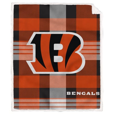 Cincinnati Bengals Pegasus Bold Plaid Steel 50" x 60" Ultra Cozy Sherpa Blanket