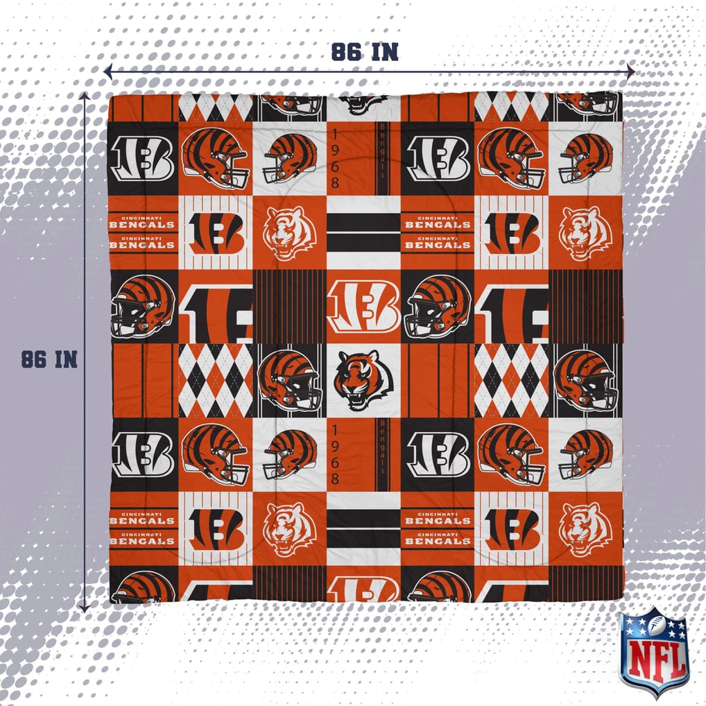 Cincinnati Bengals Pegasus Patchwork Plaid Three-Piece Full/Queen Bed in a Bag Set