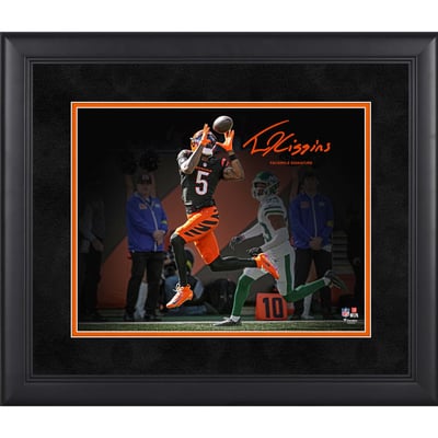 Tee Higgins Cincinnati Bengals Facsimile Signature Fanatics Authentic Framed 11" x 14" Spotlight Photograph